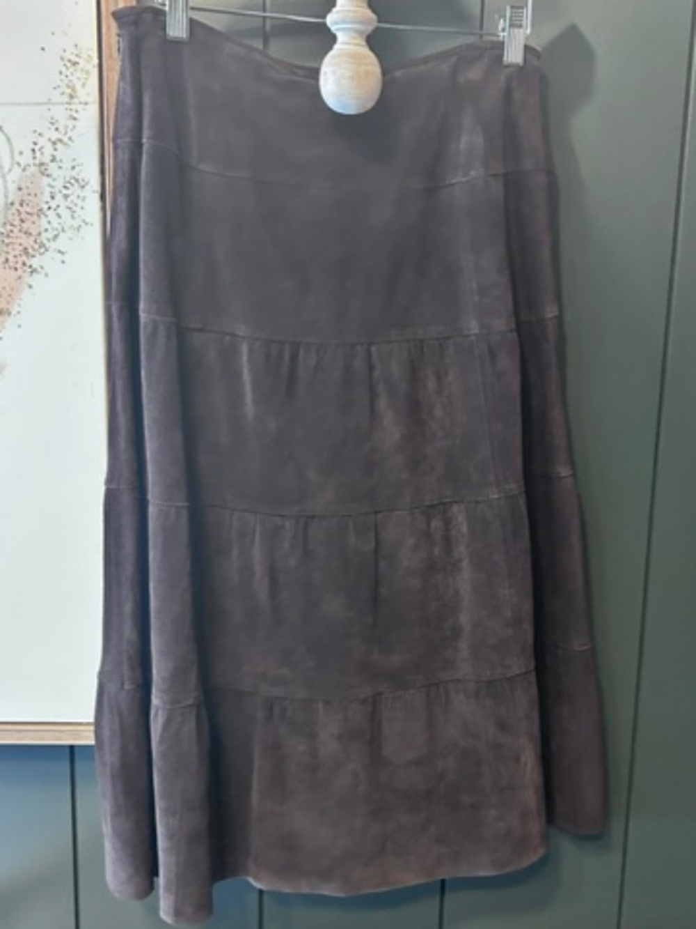 Brown suede midi skirt
